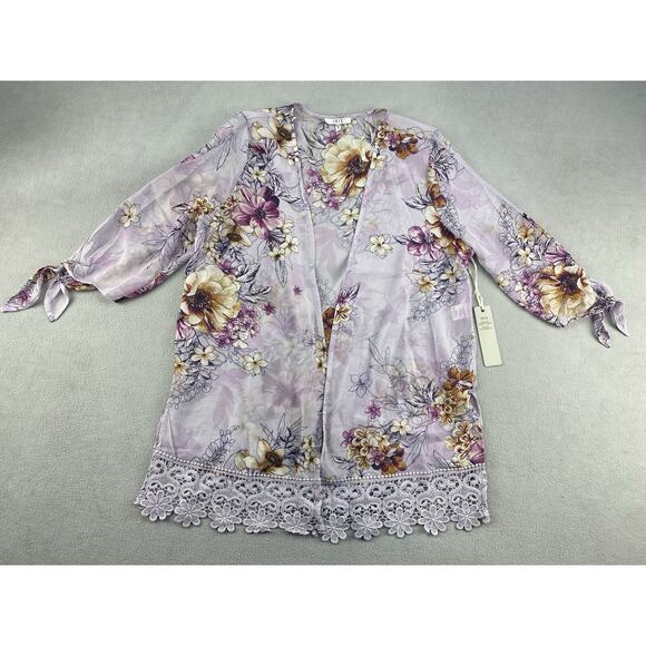 Iris Basic Women’s Sheer Floral Cardigan Blouse Small NWT - Picture 1 of 16